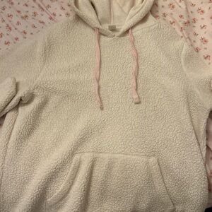 Soft and Cozy Cream and Pink Sherpa Hoodie